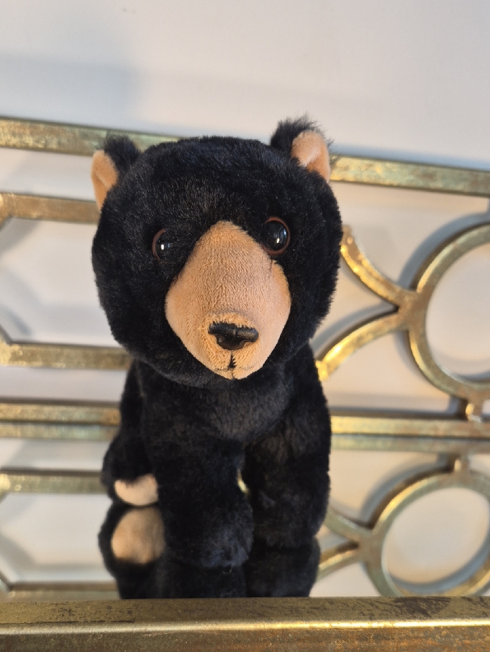 Black Bear Plush Stuffed- The Petting Zoo, Onesize, 7", Black.
